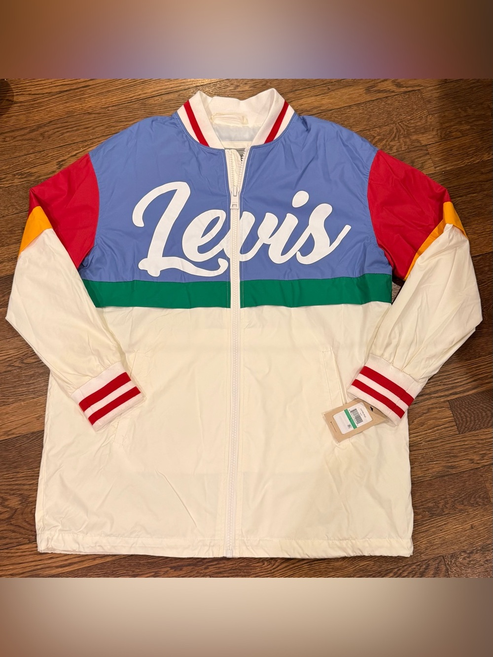NWT Levi’s Multicolor Colorblock Full Zip Windbreaker Bomber Jacket Sz L